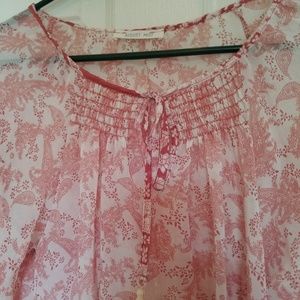 Rosé & White Printed Peasant Blouse